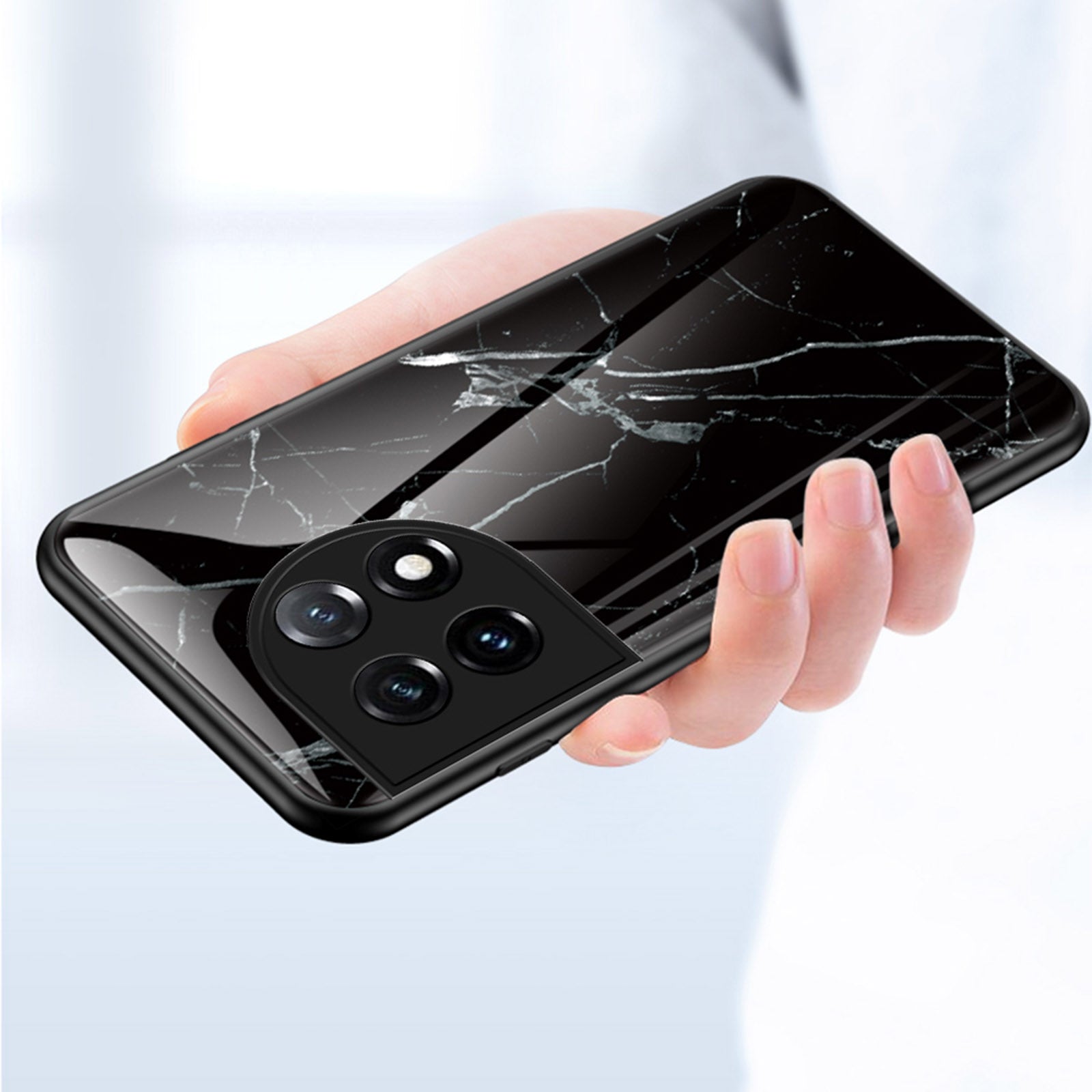 Tempered Glass PC TPU Phone Case for OnePlus 11 5G Marble Pattern Printing Drop-proof Smartphone Cover Tempered Glass PC TPU Phone Case for OnePlus 11 5G Marble Pattern Printing Drop-proof Smartphone Cover